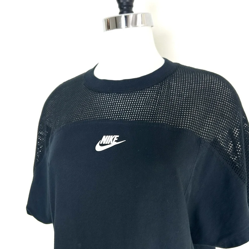 Nike Sportswear Mesh Jersey Shirt Dress Small Black Cotton‎ Sporty Athletic